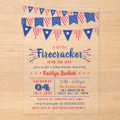 Firecracker onderweg! 4 juli Baby shower Acryl Uitnodigingen (Voorkant)