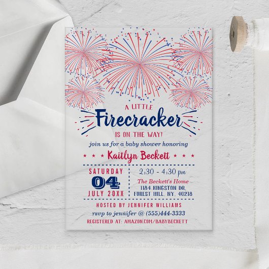 Firecracker onderweg! 4 juli Baby shower Acryl Uitnodigingen