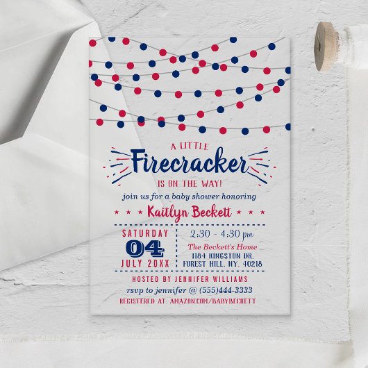 Firecracker onderweg! 4 juli Baby shower Acryl Uitnodigingen