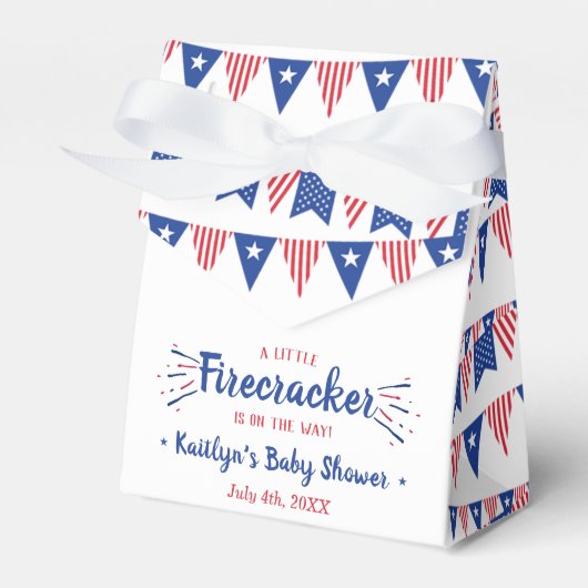 Firecracker onderweg! 4 juli Baby shower Bedankdoosjes (Voorkant Zijde)