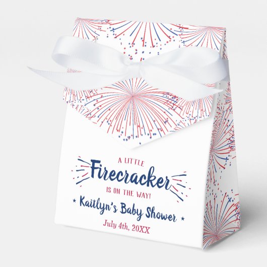 Firecracker onderweg! 4 juli Baby shower Bedankdoosjes (Voorkant Zijde)