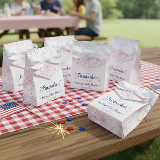 Firecracker onderweg! 4 juli Baby shower Bedankdoosjes