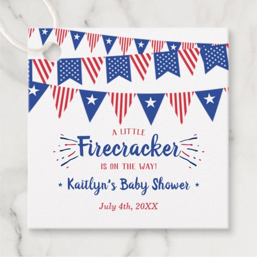 Firecracker onderweg! 4 juli Baby shower Bedankjes Labels (Voorkant)