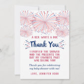 Firecracker onderweg! 4 juli Baby shower Bedankkaart (Voorkant)