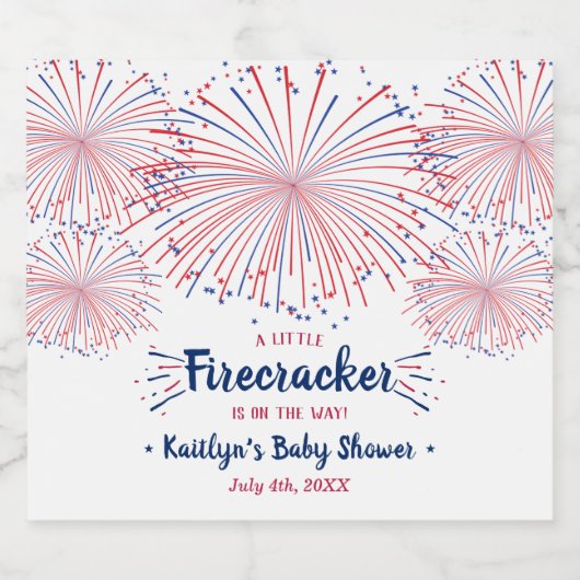 Firecracker onderweg! 4 juli Baby shower Bier Etiket (Enkel label)