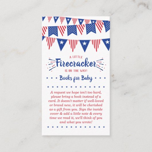Firecracker onderweg! 4 juli Baby shower Informatiekaartje (Voorkant)