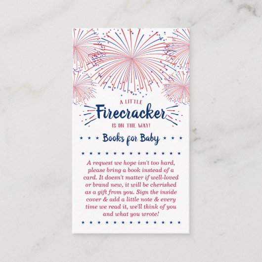 Firecracker onderweg! 4 juli Baby shower Informatiekaartje (Voorkant)