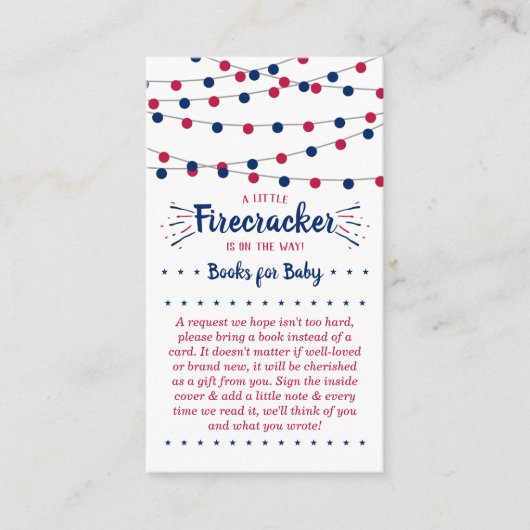 Firecracker onderweg! 4 juli Baby shower Informatiekaartje (Voorkant)