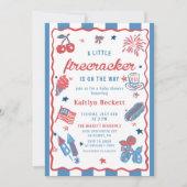 Firecracker onderweg! 4 juli Baby shower Kaart (Voorkant)