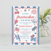 Firecracker onderweg! 4 juli Baby shower Kaart (Staand voorkant)