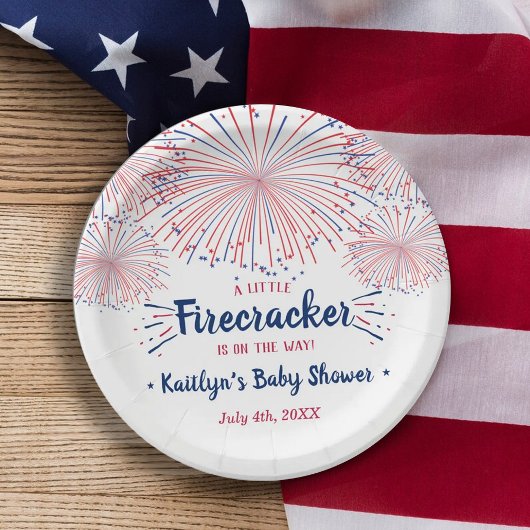 Firecracker onderweg! 4 juli Baby shower Papieren Bordje
