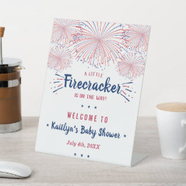 Firecracker onderweg! 4 juli Baby shower Reclamebord Met Voetstuk