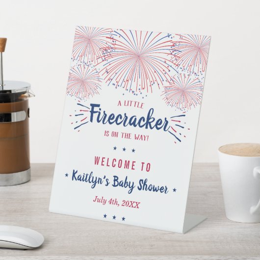 Firecracker onderweg! 4 juli Baby shower Reclamebord Met Voetstuk (Insitu)