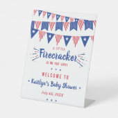 Firecracker onderweg! 4 juli Baby shower Reclamebord Met Voetstuk (Voorkant)