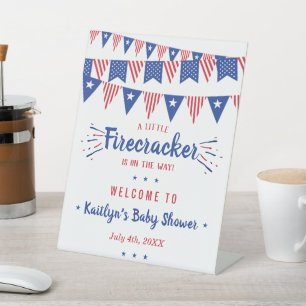 Firecracker onderweg! 4 juli Baby shower Reclamebord Met Voetstuk
