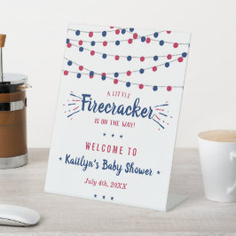 Firecracker onderweg! 4 juli Baby shower Reclamebord Met Voetstuk