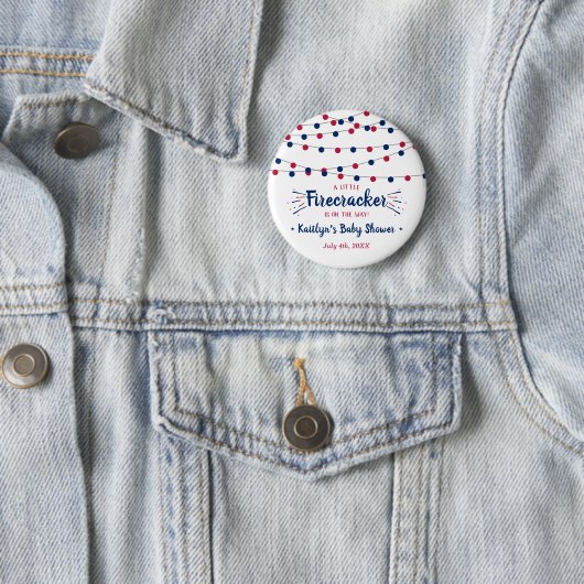 Firecracker onderweg! 4 juli Baby shower Ronde Button 5,7 Cm (In situ)