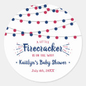 Firecracker onderweg! 4 juli Baby shower Ronde Sticker (Voorkant)