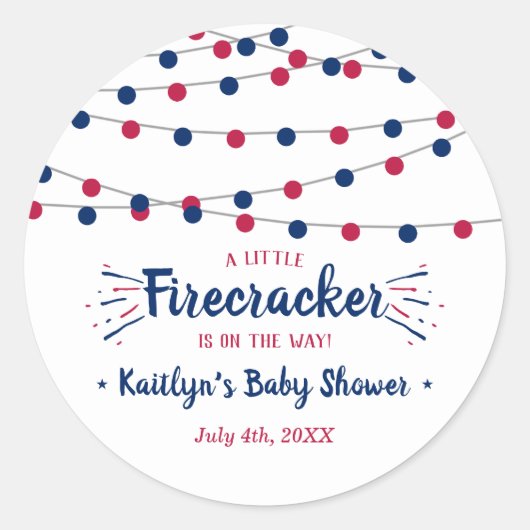 Firecracker onderweg! 4 juli Baby shower Ronde Sticker (Voorkant)