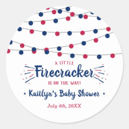 Firecracker onderweg! 4 juli Baby shower Ronde Sticker