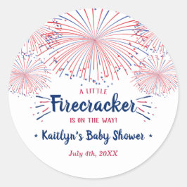 Firecracker onderweg! 4 juli Baby shower Ronde Sticker