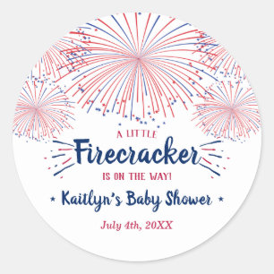 Firecracker onderweg! 4 juli Baby shower Ronde Sticker