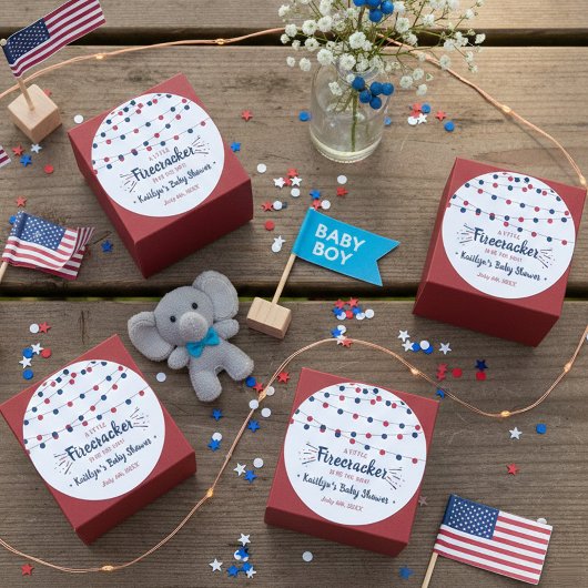 Firecracker onderweg! 4 juli Baby shower Ronde Sticker