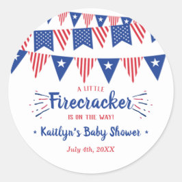 Firecracker onderweg! 4 juli Baby shower Ronde Sticker