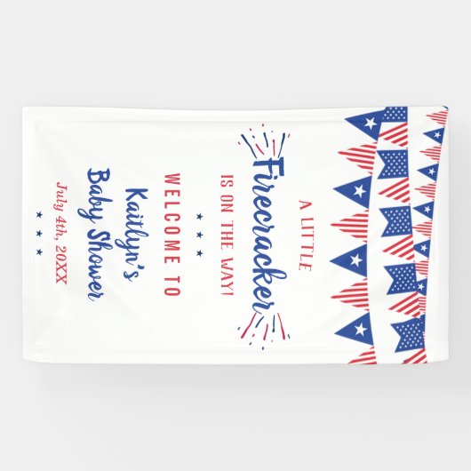 Firecracker onderweg! 4 juli Baby shower Spandoek (Horizontaal)
