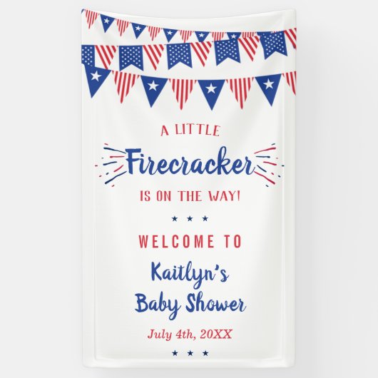 Firecracker onderweg! 4 juli Baby shower Spandoek (Verticaal)