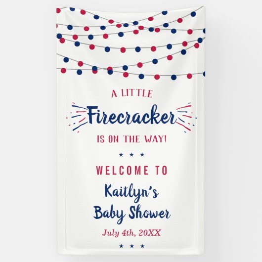 Firecracker onderweg! 4 juli Baby shower Spandoek (Verticaal)