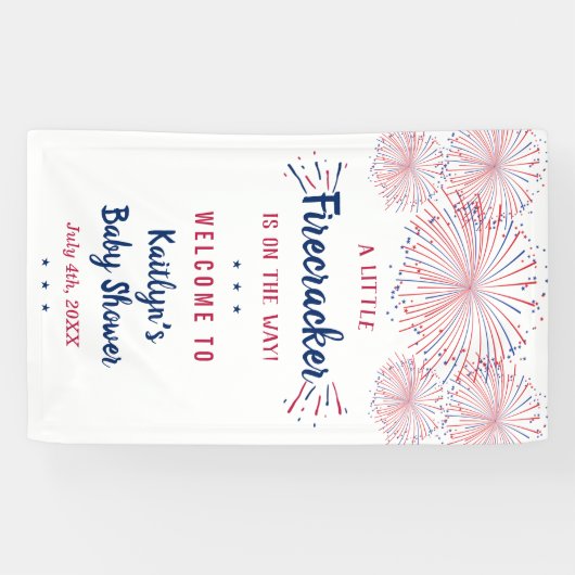 Firecracker onderweg! 4 juli Baby shower Spandoek (Horizontaal)