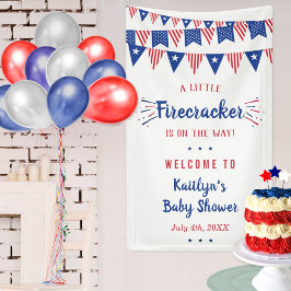 Firecracker onderweg! 4 juli Baby shower Spandoek