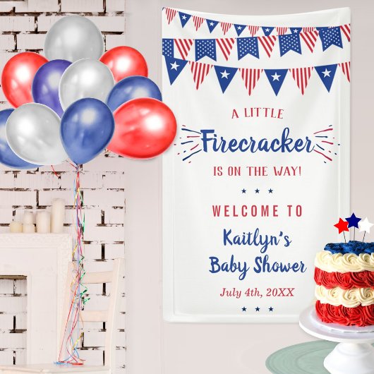 Firecracker onderweg! 4 juli Baby shower Spandoek