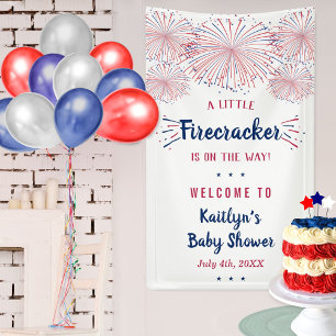 Firecracker onderweg! 4 juli Baby shower Spandoek