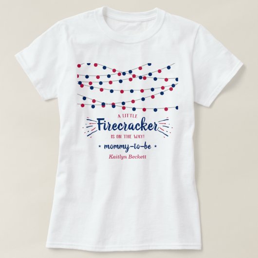 Firecracker onderweg! 4 juli Baby shower T-shirt (Design voorkant)