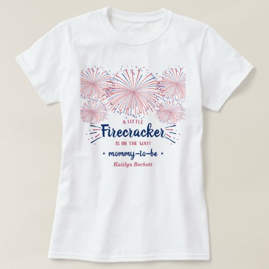 Firecracker onderweg! 4 juli Baby shower T-shirt (Design voorkant)