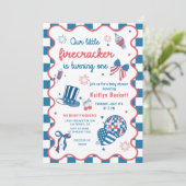 Firecracker onderweg op 4 juli Baby shower Kaart (Staand voorkant)
