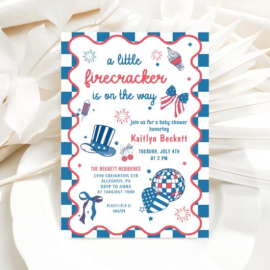 Firecracker onderweg op 4 juli Baby shower Kaart