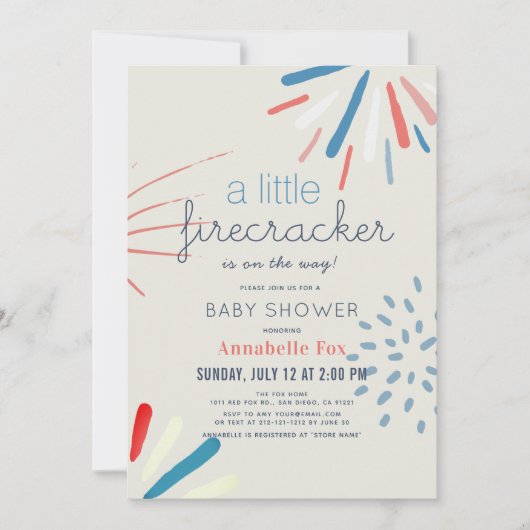 Firecracker op 4 juli Baby shower Fireworks Kaart (Voorkant)