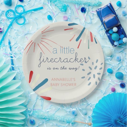 Firecracker op 4 juli Baby shower Fireworks Papieren Bordje (Feest)