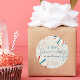 Firecracker op 4 juli Baby shower Fireworks Ronde Sticker