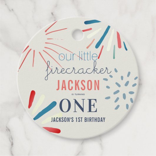 Firecracker op 4 juli Fireworks Birthday Bedankjes Labels (Voorkant)
