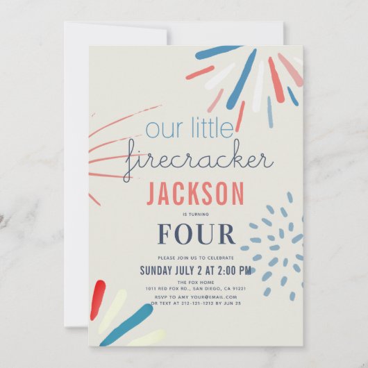 Firecracker op 4 juli Fireworks Birthday Kaart (Voorkant)