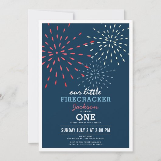 Firecracker op 4 juli Fireworks Birthday Kaart (Voorkant)
