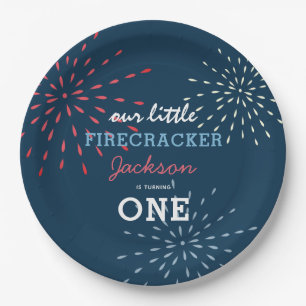 Firecracker op 4 juli Fireworks Birthday Papieren Bordje