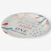 Firecracker op 4 juli Fireworks Birthday Papieren Bordje (Gekanteld)