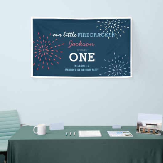 Firecracker op 4 juli Fireworks Birthday Spandoek (Beurs)