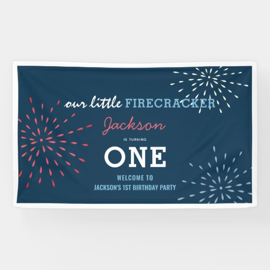 Firecracker op 4 juli Fireworks Birthday Spandoek (Horizontaal)
