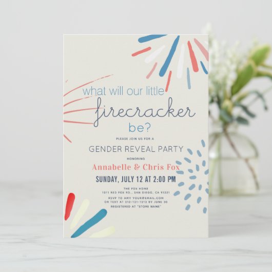 Firecracker op 4 juli vuurwerk Gender onthulling Kaart (Staand voorkant)